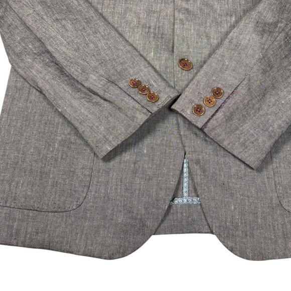 Ted Baker Blazer Sport Jacket Sz.M Gray Linen Blend Career Corporate Office - Picture 7 of 9